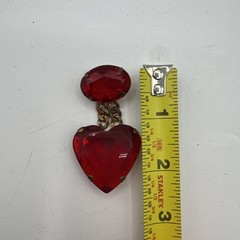 Vintage Large Heart Shaped Pin Red Copper