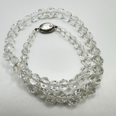 Vintage Rock Crystal Quartz (tested) Graduated Faceted Beads 17″ 4.3mm-9.5mm