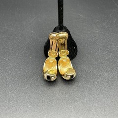 Vtg Christian Dior Black Enamel Crystal Pave Clip Earrings Gold Tone Swirl 80’s