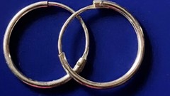 Vintage 925 Sterling Silver 1/2″ 1mm Hollow Hoop Earrings 0.4 Grams ~ J24