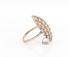 925 Sterling Silver Vintage Ring Marquise Shape Beaded Cluster Sz 7 RG34152