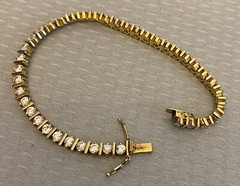 925 Vermeil CZ Tennis Bracelet 6ct Gold over Sterling Silver Line 7.25″