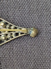 Antique Clear Glass Prong Set Rhinestone Abstract Flower Brooch Pin AS IS D86
