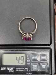 Vtg Ornate Sterling Silver Ring SZ 9 Pink Square Ruby Cubic Zirconia CZ Accents
