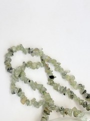 Prehnite Beaded Chip Long Stranded Vintage Green Necklace – 36″