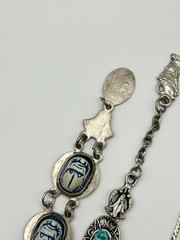 Vintage Scarab Bracelets Pharaoh Pendant Lapis Egyptian Revival Blue *READ*