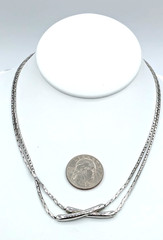 Vintage MONET Bar Necklace Braided Double Strand Silver Tone