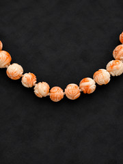 Vintage Angel Skin Coral Hand Carved Floral Necklace 17″