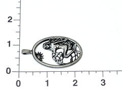 Mermaid Pewter Ladies Metal Pendant Charm Art Deco Oval 2.5 inches