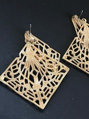 Vintage Lightweight Ornate Lacey Cut-Out Dangle Post Earrings for Pierced Ears –