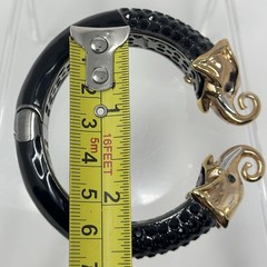 Vintage Joann Boyce Black Rhinestone Gold Tone Elephant Heads Bracelet 6.25”