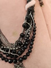 Vintage JUICY COUTURE Blsck & Silver Beaded Necklace NIB