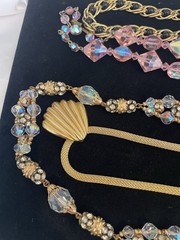 VTG NECKLACE LOT Rhinestones AB Pink Clear Red Black Gold Tone VOGUE NAPIER