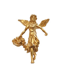 Kirks Folly Fairy Lapel Pin Angel with Flower Basket Gold Tone Dainty Signed
