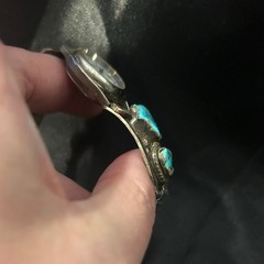 Effie Calavaza Zuni Signed Turquoise Snake Watch Vintage Native American Jewelry