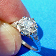 Original EARTH MINED DIAMOND ART Deco Engagement Ring Vintage Platinum Solitaire