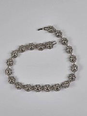 Simulated Red Statement Choker, Rhinestone Silver Tone Necklace
