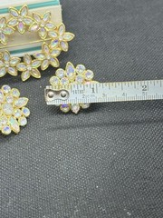Vintage Unsigned Rhinestone Crystals AB Brooch Earrings Set