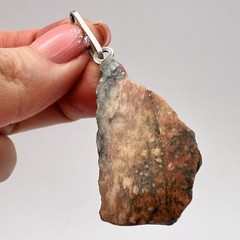 Huge Vintage Silver 800 Women’s Jewelry Pendant Natural Marble Stone 11 gr