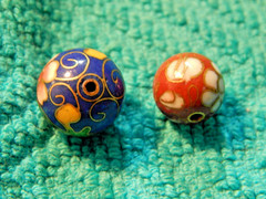 50 Antique Cloisonné Beads From Broken Necklace – 25 @ 9mm & 25 @ 12mm