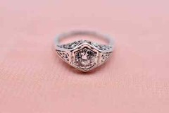 Vintage Style Lab-Created Diamond Hexagon Women’s Ring 14K Yellow Gold Finish