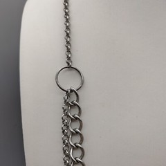 90’s Couture Punk Edgy Silver Tone Asymmetrical Chain Necklace Vintage Club Wear