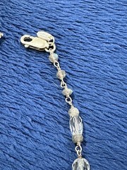 Vintage Sterling Silver 925 Labradorite Crystal Beaded Bracelet, 8.5in Long