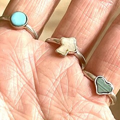 VTG 1960s Turquoise Mushroom Ring Lot Sz 7 Stackable Sterling Heart 2