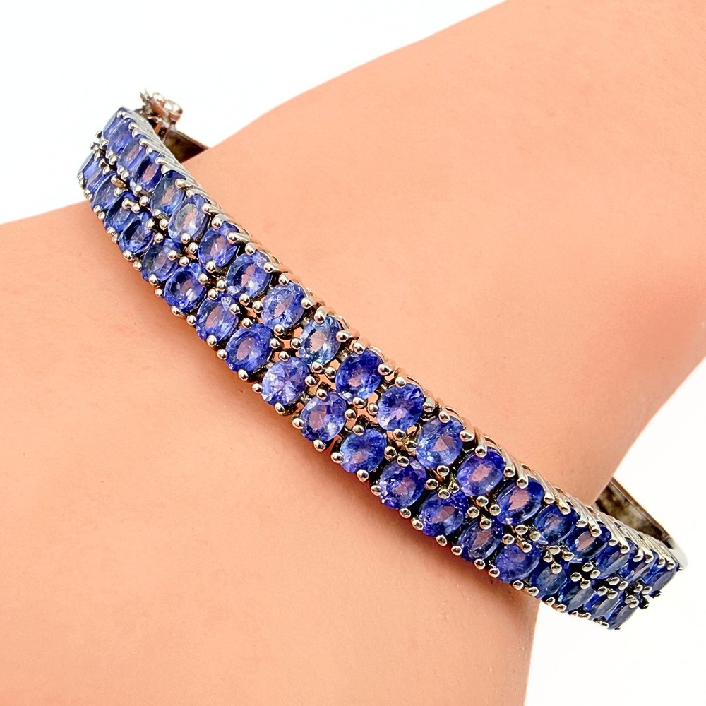 Contemporary Marked BBJ Sterling Silver 2 Row Amethyst Tennis Bracelet