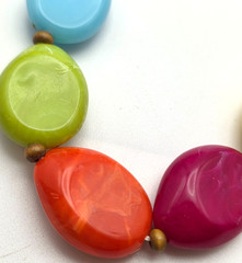 Vintage Lucite Necklace Colorful Marbled Oval Beads 36 In Fruit Salad Statement