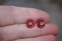 Carnelian Carved Flower 9MM Jackets For Studs Use With Any Stud Bridal Shower