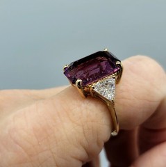 Vtg Sz 8 Ring Purple Clear Cubic Zirconia 18KGE Gold Electroplate Jewelry USA