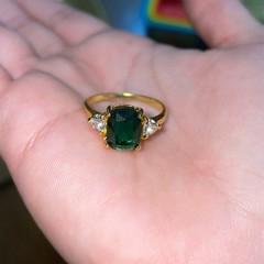 2.5Ct Art Deco Style Emerald Lab Created Diamond Engagement 14K Gold Finish Ring