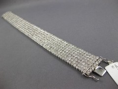 WIDE & LONG 25.25CT DIAMOND 14KT WHITE GOLD CLASSIC MULTI ROW TENNIS BRACELET
