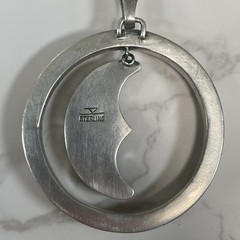 Ken Kantro 29gram S Silver Pendant & Brooch Crescent Moon, Chatoyant Tiger’s Eye