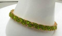 Ross Simons Vermeil Sterling Silver Green Glass Tennis Bracelet – 8″