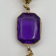 Vintage Unbranded Gold Tone Necklace With Emerald Cut Faux Amethyst Stones