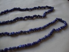 VINTAGE 1970s HANDMADE POLISHED LAPIS IRREGULAR BEADS 35″ ENDLESS NECKLACE