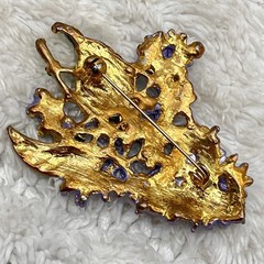 Vintage Lilac Flower Jewelry Set Brooch Clip On Earrings Purple Enamel