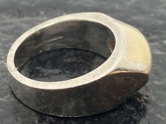 Sterling and 14KT WG Ladies Dome Ring Sz~6 8.6 Grams