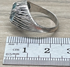 Vintage Sterling Silver 925 Sky Blue Topaz Textured Halo Domed Ring Signed (M)