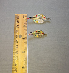 2- GERRY’S Artists Palette Signed Gold Tone Paint Brush Brooch Pins