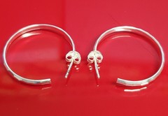 VTG FAS 925 Faceted Hoop Earrings 1.25in Sterling Silver 3g Classic Polished