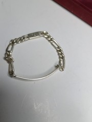 Vintage 925 Sterling Silver ID Bracelet Curb Chain 5.75” Chunky Link