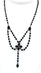 Vintage Style Black Beaded Necklace Gothic Victorian Drop Acrylic Statement