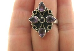 Vintage Purple Amethyst Ring Sterling Silver size 6.25