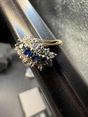 10k Yellow Gold London Blue Topaz Diamond Cluster Estate Ring SZ 8 3.55g