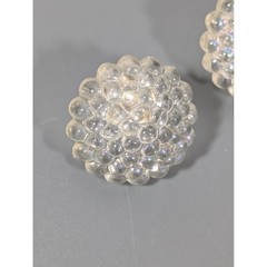 Vintage Lucite Dome Earrings Iridescent Sparkle Pierced Unsigned