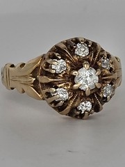 Victorian diamond Ring European cut 14k Yellow Gold Size 6.25