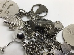 Vtg Sterling Silver 12 Charm Bracelet 7” Love Luck Success Golf Ice Pick 40g